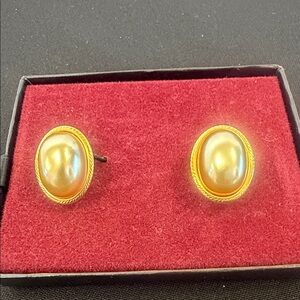 Classic Gold-Tone Pearl Stud Earrings